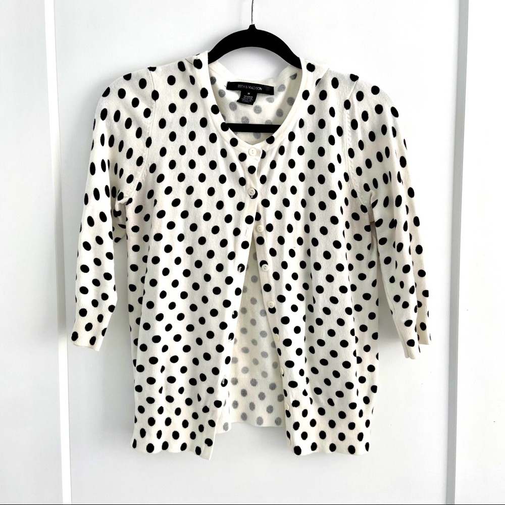 89th & Madison White and Black Polka Dot Cardigan